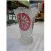 Image 3 : HEAVY CRYSTAL CUT RUBY VASE