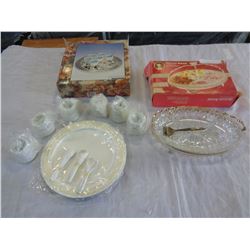 QUEEN ANNE HORS D'OEUVRE TRAY AND DEMI TASSE SET