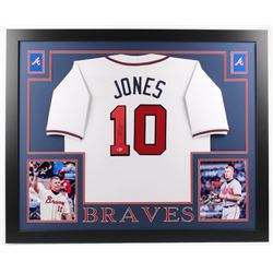 Chipper Jones Signed Atlanta Braves 35x43 Custom Framed Jersey (Beckett COA)