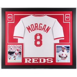 Joe Morgan Signed Cincinnati Reds 35x43 Custom Framed Jersey Inscribed  HOF 90  (JSA COA)