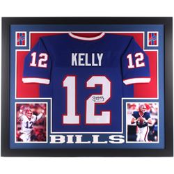 Jim Kelly Signed Buffalo Bills 35x43 Custom Framed Jersey (JSA COA)