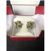 Image 2 : ROUND UNHEATED GREEN EMERALD 4mm GOLD PLATED EARRINGS