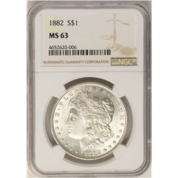 1882 $1 Morgan Silver Dollar Coin NGC MS63