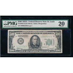 1934A $500 St Louis Federal Reserve Note PMG 20