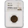 Image 1 : 1867 Two Cent Piece Coin NGC MS62 BN
