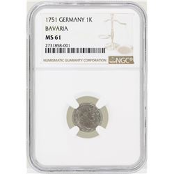 1751 Germany Kreuzer Bavaria Coin NGC MS61