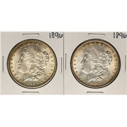 Lot of (2) 1896 $1 Morgan Silver Dollar Coins Nice Toning