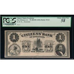 1800's $1 Citizens Bank Obsolete Note PCGS 58