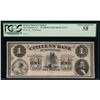Image 1 : 1800's $1 Citizens Bank Obsolete Note PCGS 58
