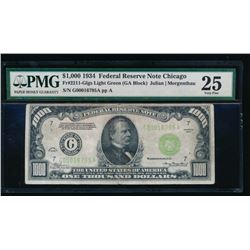 1934 $1000 Chicago Federal Reserve Note PMG 25