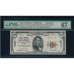 1929 $5 San Francisco National Bank Note PMG 67EPQ