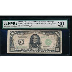 1934 $1000 Chicago Federal Reserve Note PMG 20