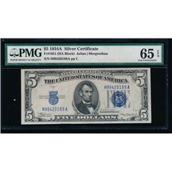 1934A $5 Silver Certificate PMG 65EPQ