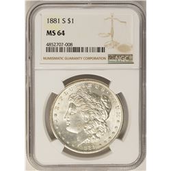 1881-S $1 Morgan Silver Dollar Coin NGC MS64