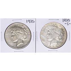 Lot of 1935 & 1935-S $1 Peace Silver Dollar Coins
