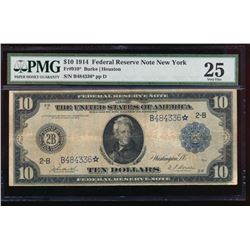 1914 $10 New York Federal Reserve Star Note PMG 25