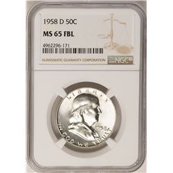 1958-D Franklin Half Dollar Coin NGC MS65FBL