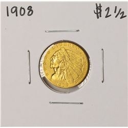1908 $2 1/2 Indian Head Quarter Eagle Gold Coin