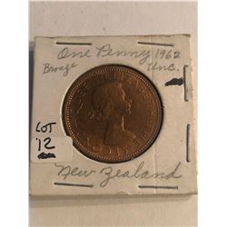 1962 New Zealand One Penny Uncirculated Bronze