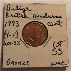 1973 Belize British Honduras Cent in MS High Grade