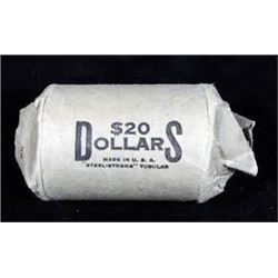 Roll of 20 Dollars with a Silver Dollar on End