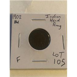 Early 1902 Brown Indian Head Penny in Fine Grade
