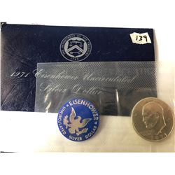 1971 S UNC US Mint Silver Eidenhower Dollar in Original Package