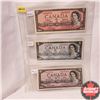 Image 1 : Canada 1954 Bills - Sheet of 3 - $2 Bill KG9482572 Bouey/Rasminsky; $5 Bill VX0131813 Bouey/Rasminsk