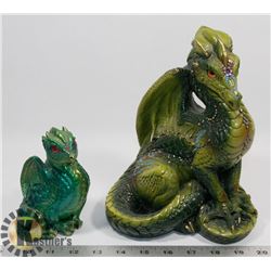 TWO WINDSTONE EDITION DRAGONS: 9" GREEN