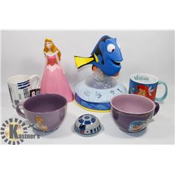 DISNEY LOT…..R2D2 LIDDED MUG, AURORA