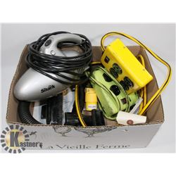 LOT OF MISC ELECTRICAL BOXES, POWER TAPS WITH 4