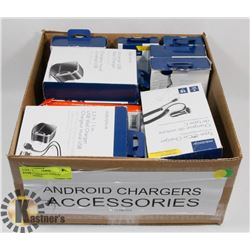 BOX OF ASSORTED ANDROID ACCESSORIES.