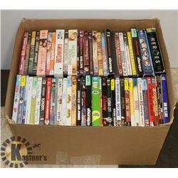 BOX OF 120+ ASSORTED DVDS.