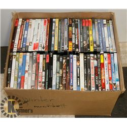 BOX OF 120+ ASSORTED DVDS.