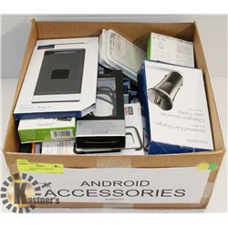 BOX OF ASSORTED ANDROID ACCESSORIES.