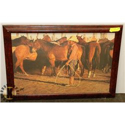 COWBOY AND HORSES SIGNED