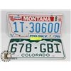 Image 1 : MONTANA AND COLORADO LICENSE PLATES