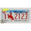 Image 1 : WYOMING CENTENNIAL LICENSE PLATE