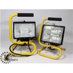 LOT OF TWO WORKSITE LAMPS, ONE MISSING COVER