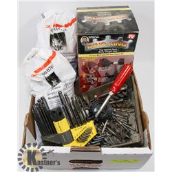 BOX  OF ASSORTED ITEMS RESPIRATORY MASKS, DRILL BIT