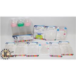 BAG OF BABY PRODUCT INCLUDING BOTTLES