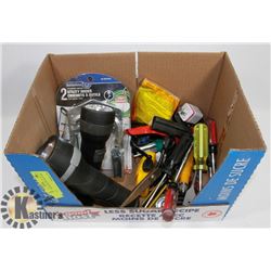 FLAT OF TOOLS AND TOUGH FLASH LIGHTS