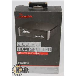 NEW ROCKETFISH 4K ULTRA HD 2 OUT HDMI SPLITTER