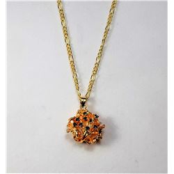 18)  GOLD TONE & BLUE SAPPHIRE RHINESTONE