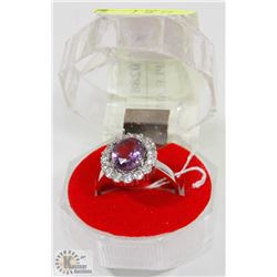 #8-GENUINE PURPLE AMETHYST& CZ  RING