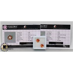 6-MATCHING PAIRS ORANGE SAPPHIRE GEMSTONE  3.50CT