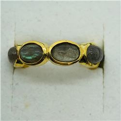 GOLD PLATED SILVER LABRADORITE RING
