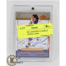 BRAD PARK LEGENDS CLASSICS AUTOGRAPHED CARD.