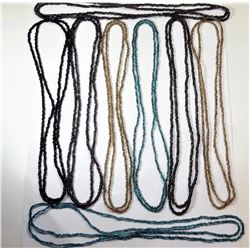 3)  LOT OF 8 GLASS SEED BEAD NECKLACES