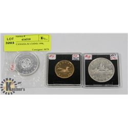LOT OF 3 CANADA $1 COINS 1996, 1957, 1964